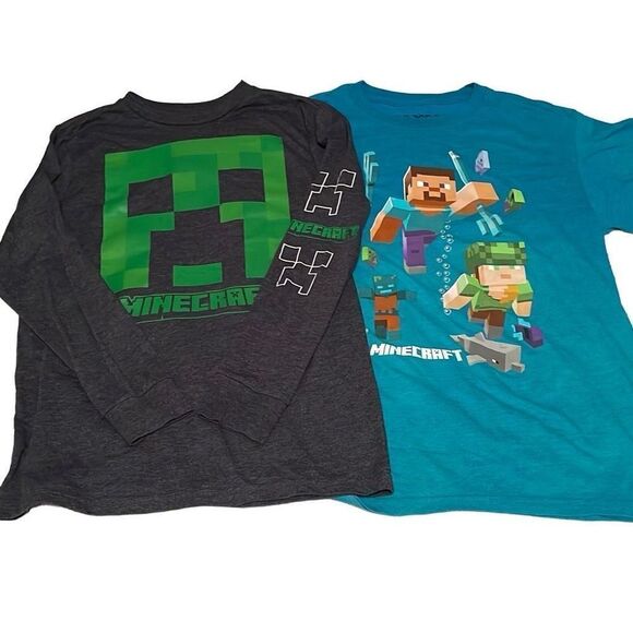 EUC Bundle of 2 Minecraft Tees - Long Sleeve and Short Sleeve - XL - Picture 1 of 7